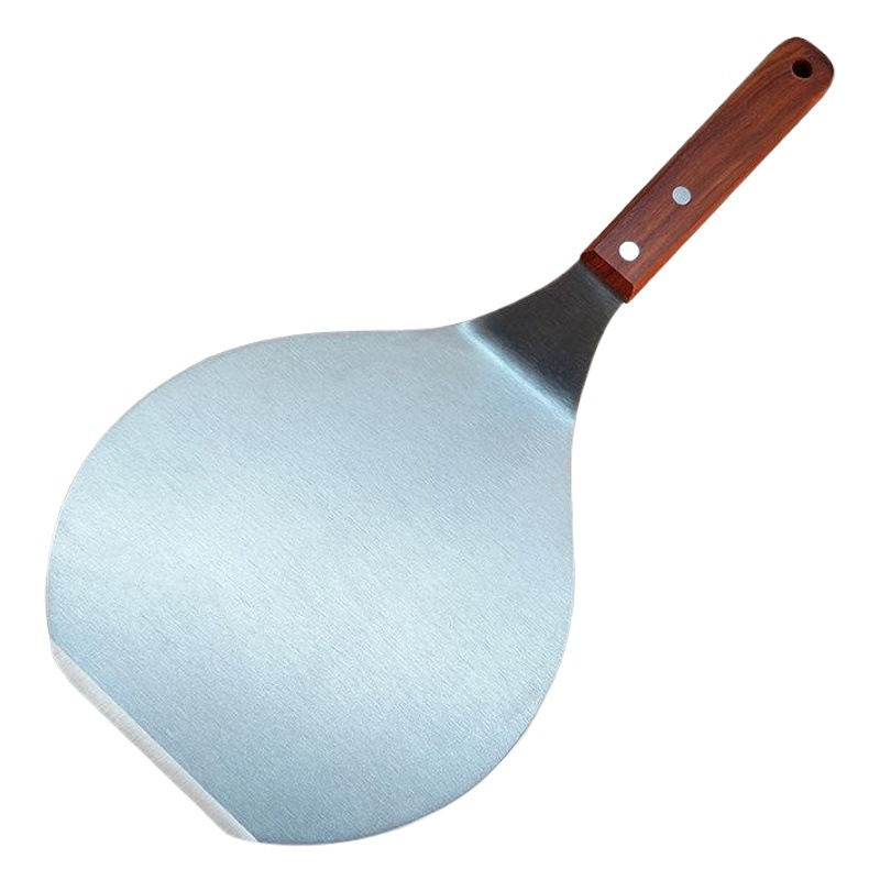 Food Transfer Shovel Stainless Steel Round Pizza Transfer Shovel Wooden Handle Large Pizza Shovel Cake Safety Transfer Shovel