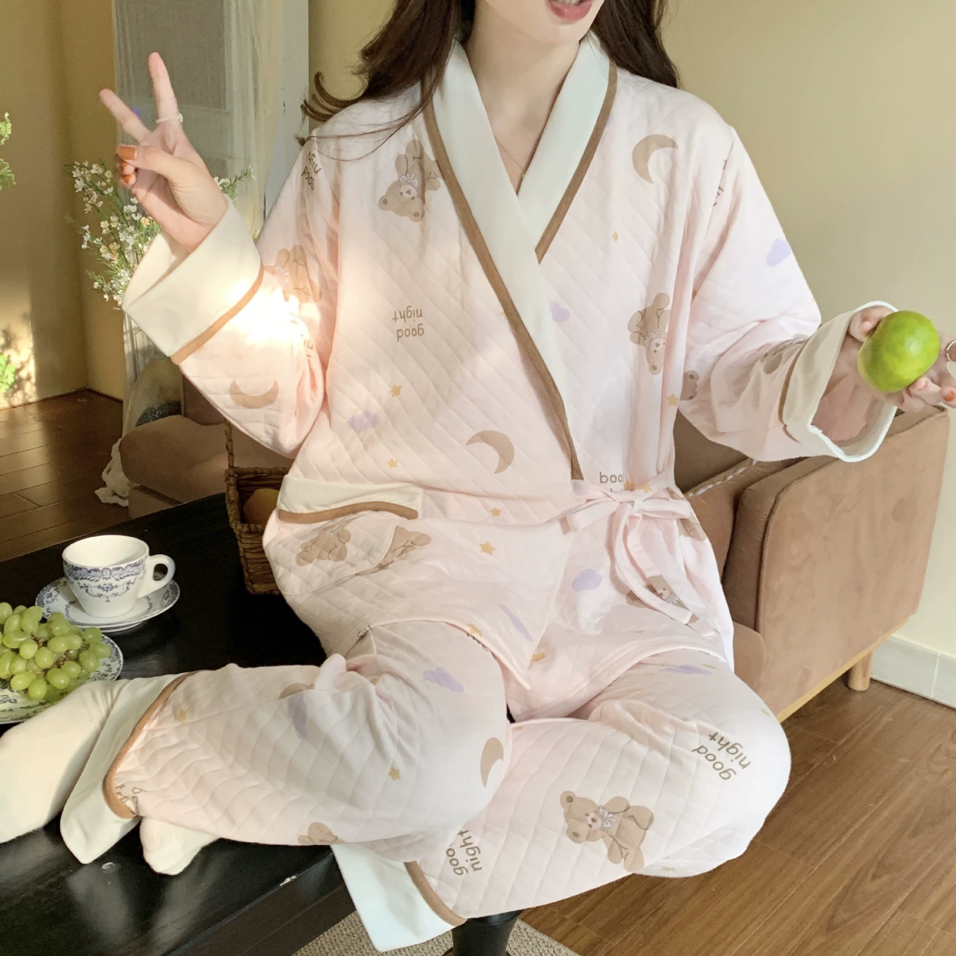 В наличии [88058] Осенне-зимняя Китайская одежда в стиле Хань Хлопковая одежда из хлопка и Луны Одежда для кормления грудью со звездами медведей