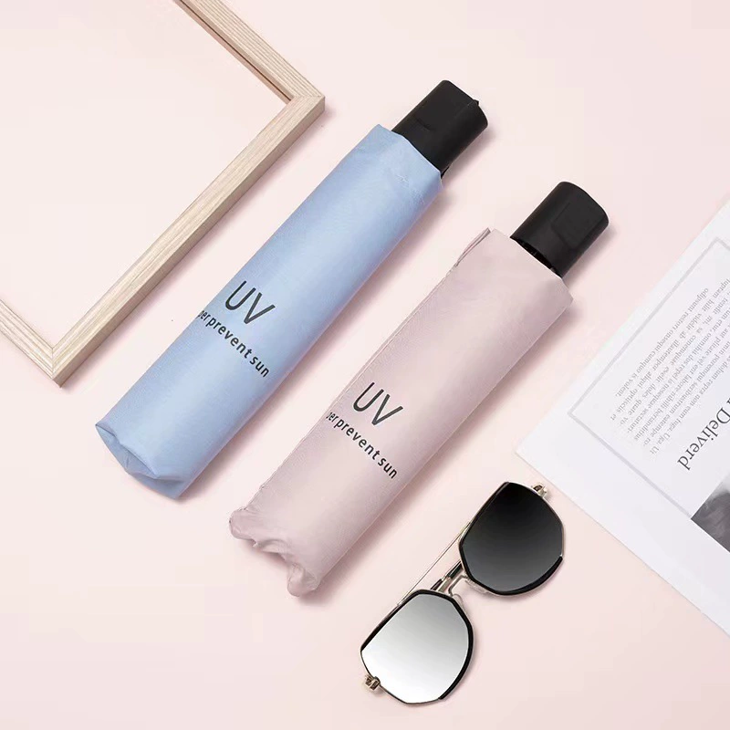 Автоматический зонт, мужской и женский черный клей, простой трехскладной солнечный и дождливый Зонт двойного назначения, Женский солнцезащитный козырек с УФ-излучением