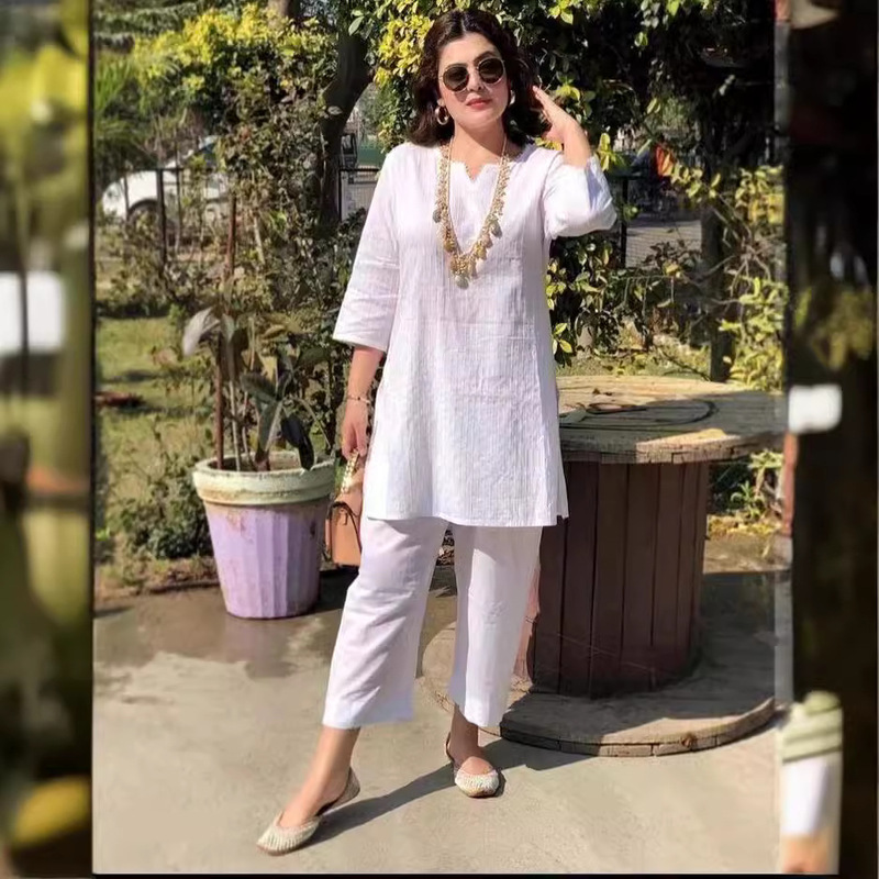 2022 summer new fashion pullover solid color temperament commuter National style long sleeve clothes two-piece wholesale