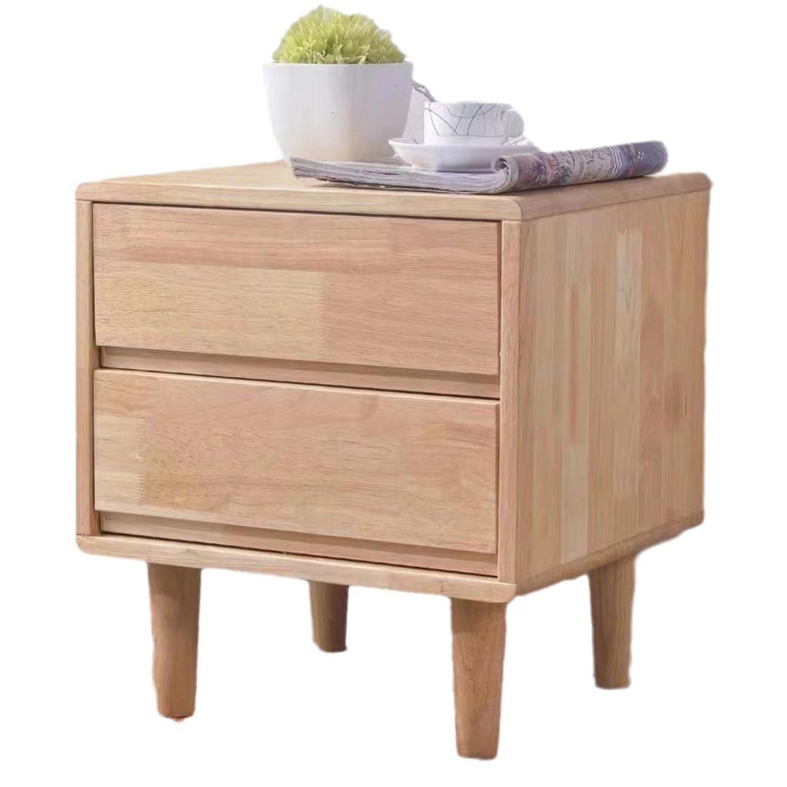 Dormitorio nórdico de madera sólida cabecera de cama gabinete de lado de la cama moderno simple tronco armario de almacenamiento con cajón armario de almacenamiento