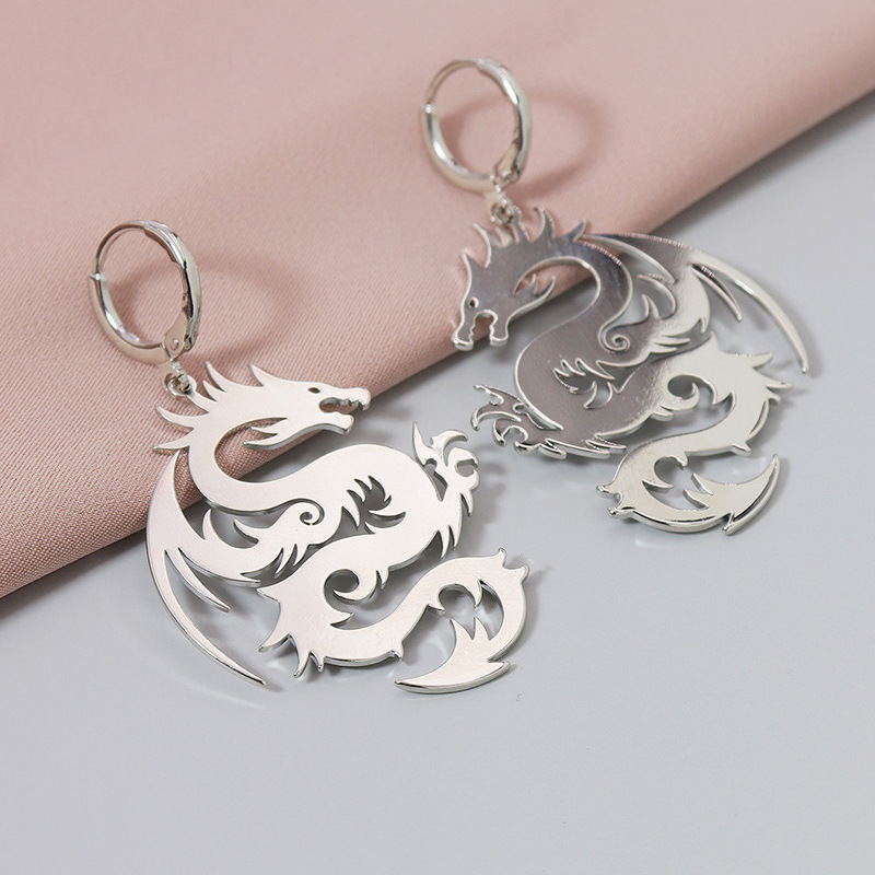 Boucles D&#39;oreilles Dragon En Métal De Mode display picture 4