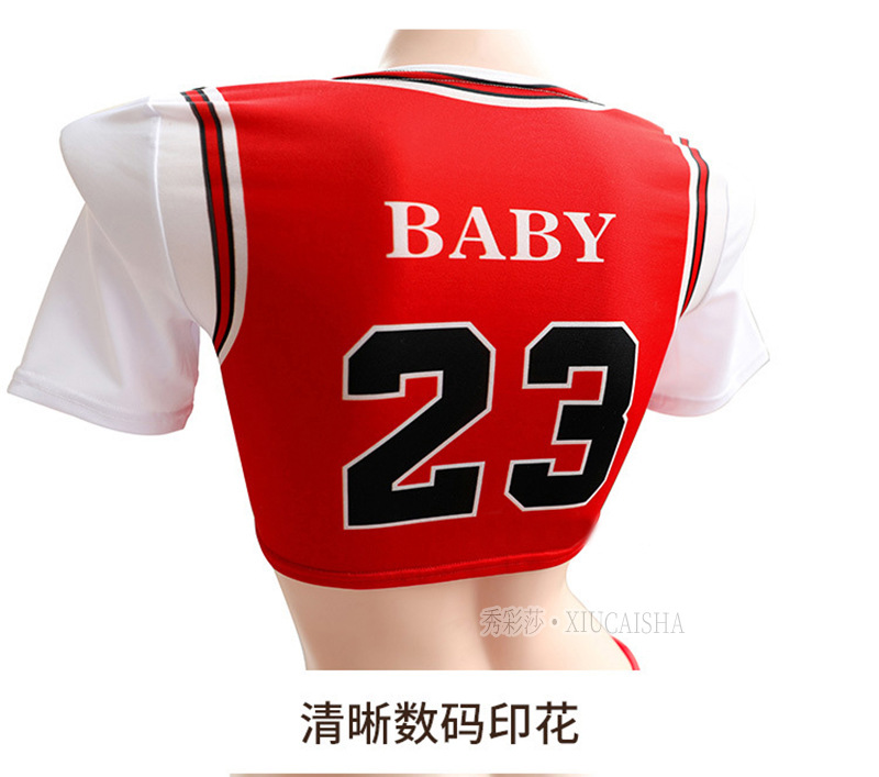 Cheerleader Roleplay Costume Set with Top, Mini Skirt and Thong — detail image 15
