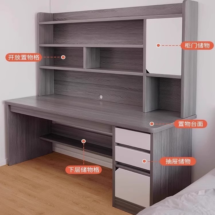 书桌学生家用书架一体书柜电脑桌出租屋适合高中生的空间利用神器|undefined