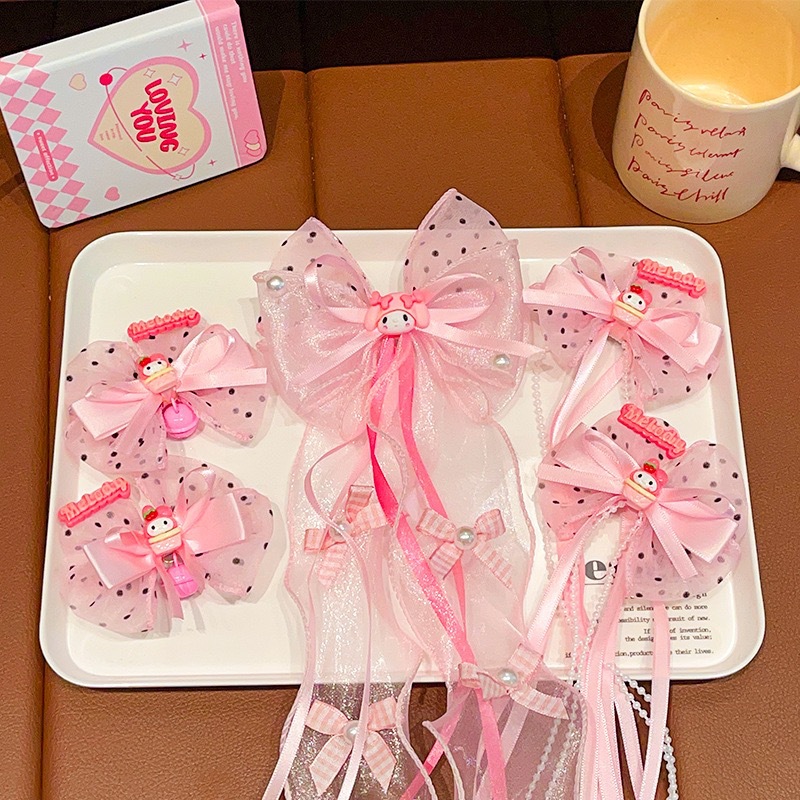 Niños estilo nacional Hanfu lindos Melody tarjeta de cabello de la niña arco rosa clip de la correa del tesoro de la mujer