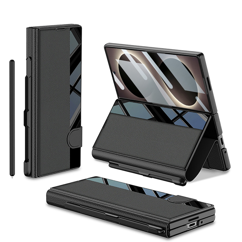 Suitable for Samsung Z Fold8Ultra Mobile Phone Case, High-Gloss Flip Leather Case, Foldable Shell and Film Integrated Douyin Protective Case