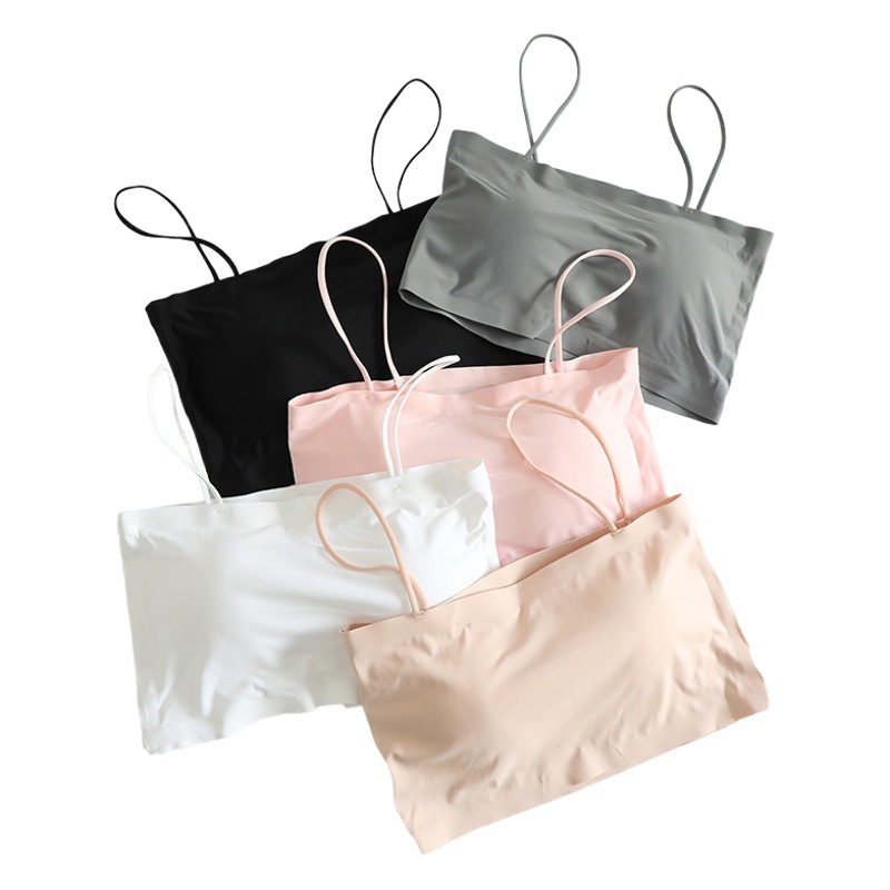 Cross-border Ice Silk Seamless Bottoming Tube Top One-piece Anti-walking Beautiful Back Wrapping Chest Sling Vest with Chest Pad Underwear for Women