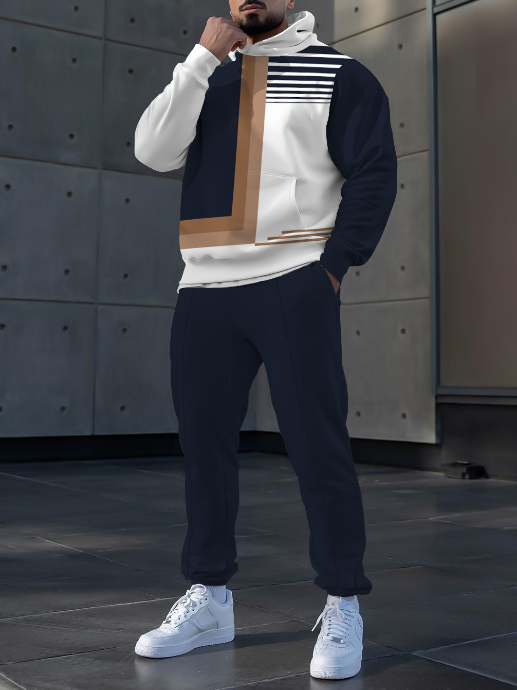 Primavera 2023 nuevo eBay AliExpress Amazon hombres deportes traje casual 3D impreso cuello redondo Pantalones