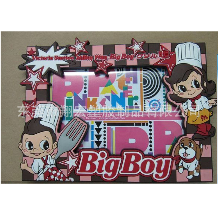 PVC橡胶可爱卡通小猪公仔小女孩笑脸表情小动物情侣摆件相框相夹