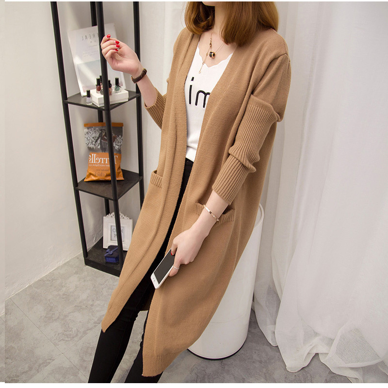 2023 nuevo otoño e invierno abrigo de punto de las mujeres de estilo coreano largo suelto todo partido suéter de manga larga ropa exterior