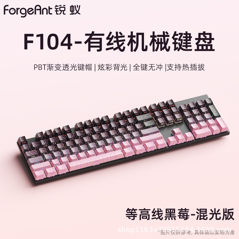 Ruiyi F104 Wired Mechanical Keyboard Colorful Light Full-Key Hot-Swappable E-Sports Game Office Green Axis Tea Axis Red Axis