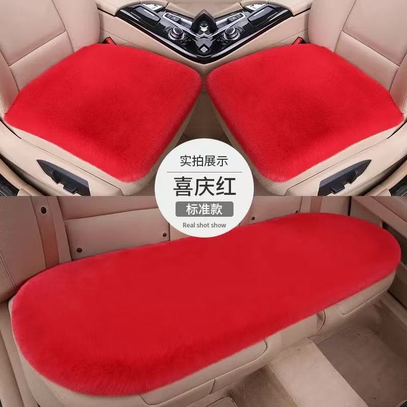 Five-piece set of winter-proof, faux rabbit fur car seat cushions, designed to keep you warm, with a non-shedding, universal fit for all car seats