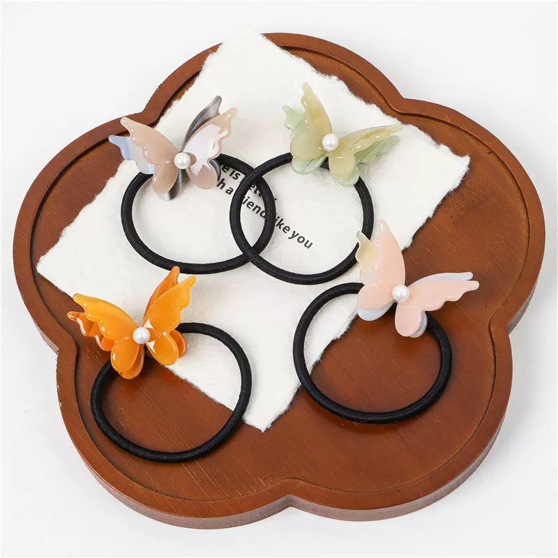 秋冬双层蝴蝶真醋酸发圈梦幻简约森系气质发绳女高马尾高弹力皮筋