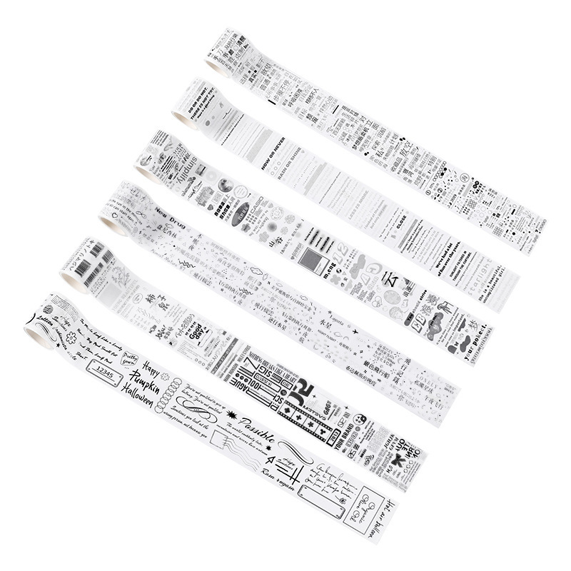 Lazos de vocabulario y rollos de cinta adhesiva diarios pegatinas paisajísticas transfronterizas de texto chino e inglés cinta adhesiva contable