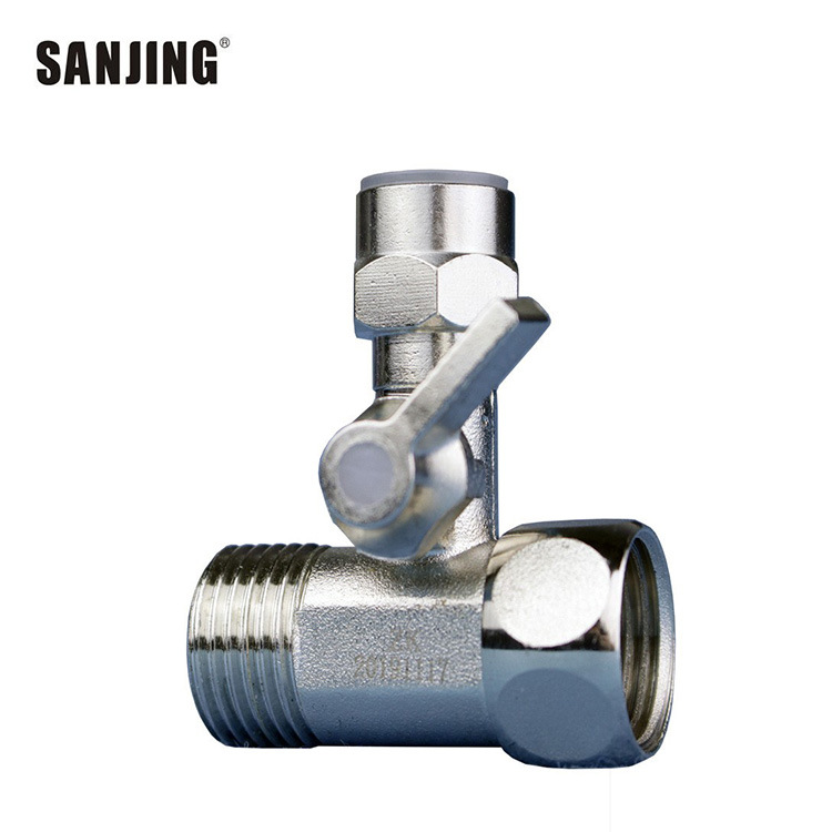 Válvula de bola de tres vías de una pieza de 3 puntos Accesorios de conversión de válvula de ángulo de 4 puntos 9.5MM3 puntos Válvula de bola de cobre puro Purificador de agua Interruptor de entrada de agua