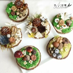 自然乾燥の花とドライフルーツの冷蔵庫用マグネット、森風の手作りマグネット、芸術的なデスクトップ装飾マグネットステッカー