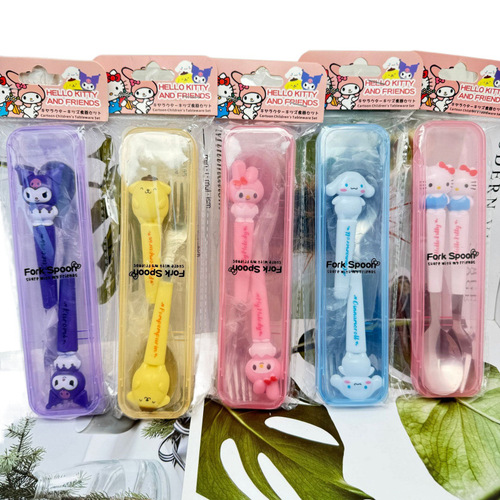 Three-Star Trading Gudetama Kuroemon Fork & Spoon 2-Piece Set – Student-Friendly Kuroemon Doll Design Soup Spoon and Fork Combo, Wholesale Price