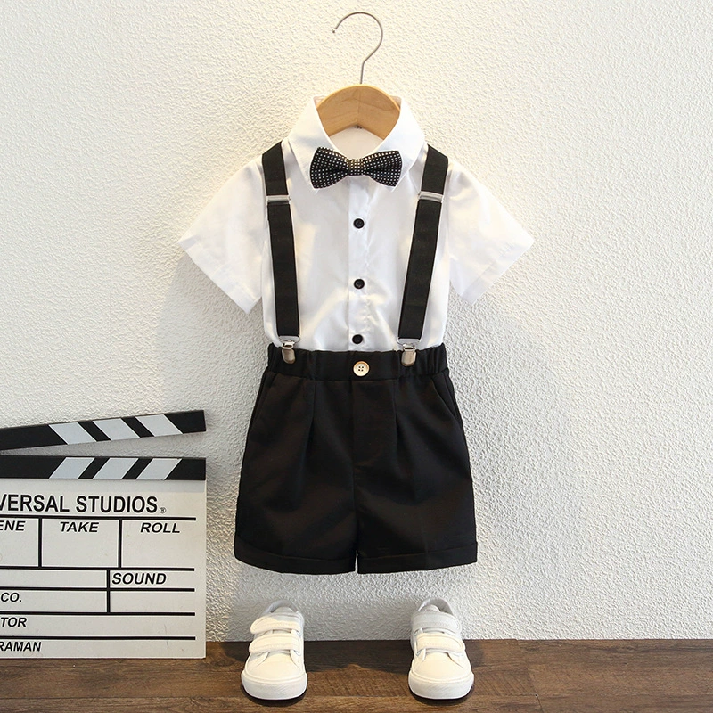 Summer flower boy costume, children's classic suit for boys, suspenders, noble cut