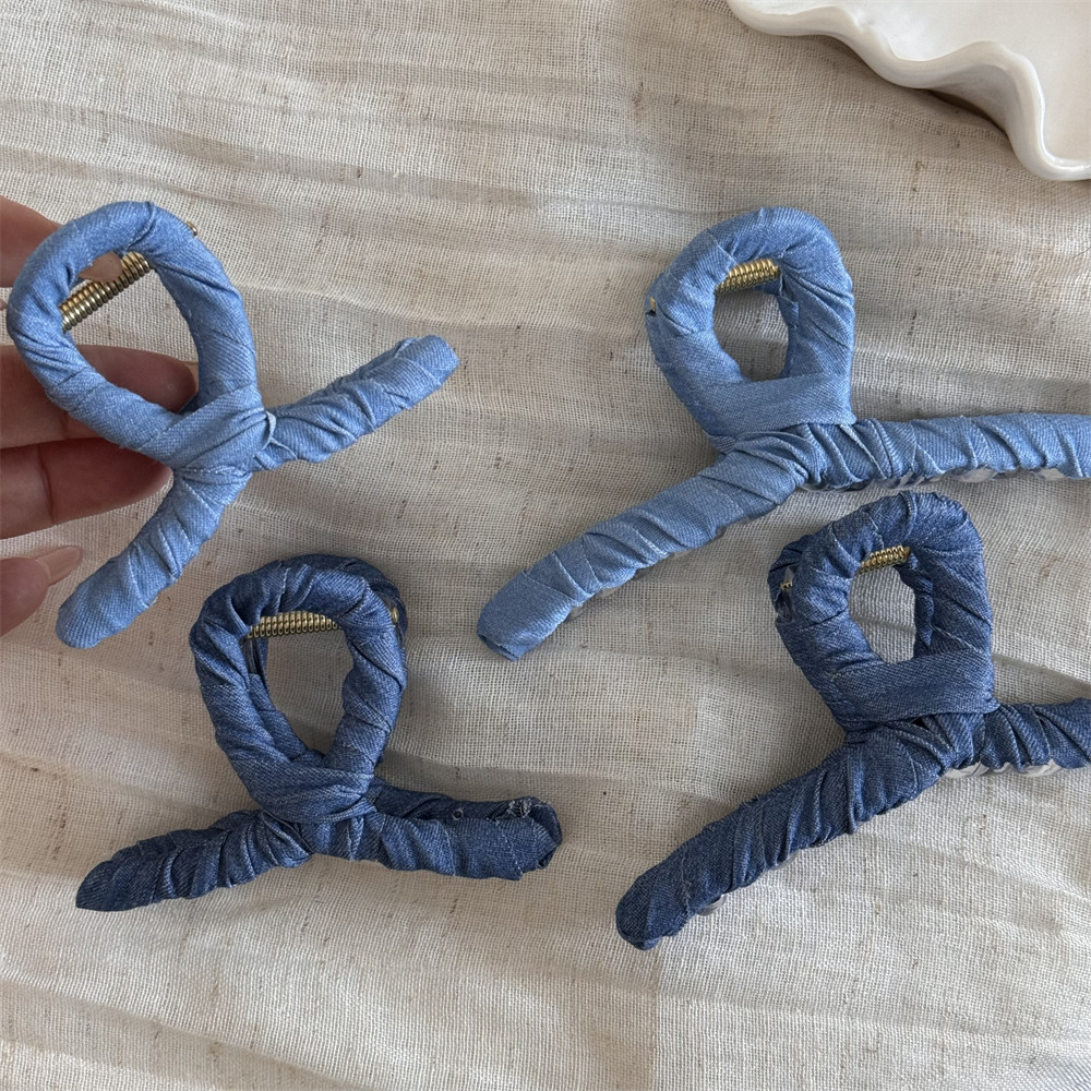 Pinza per capelli in denim alla moda fermaglio shark clip_voghion.com