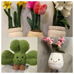 国産ジェリーキャットと同じスタイルの水仙、チューリップ、ヒマワリ、デイジー、大輪の花、鉢植えのおもちゃ、花束