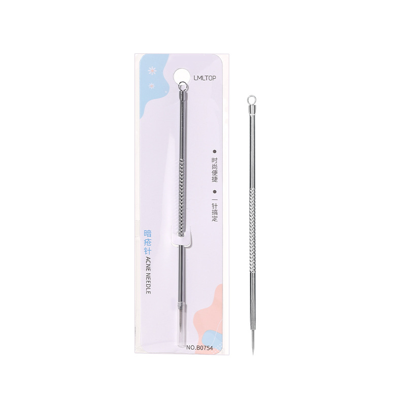 Ramila acné aguja de acero inoxidable blackhead aguja acné belleza aguja acné doble cabeza aguja B0754