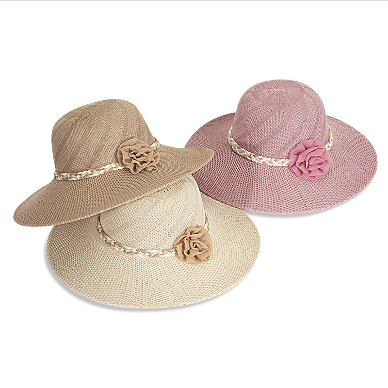 Women's Gender Women's Simple Style Flower Big Eaves Straw Hat