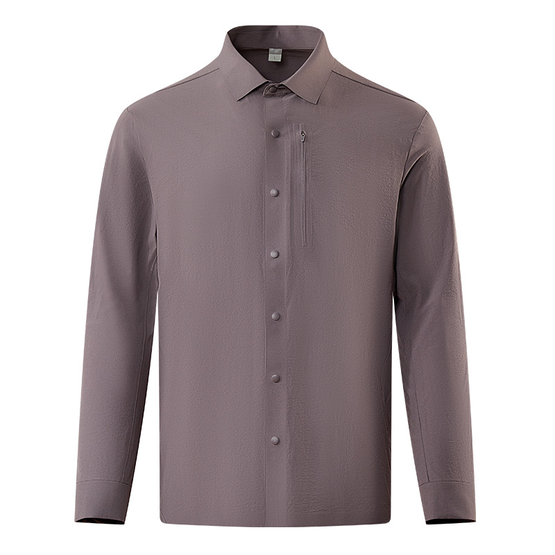 2025年厂家直销 长袖男士休闲衬衣时尚帅气翻领 户外通勤纯色衬衫