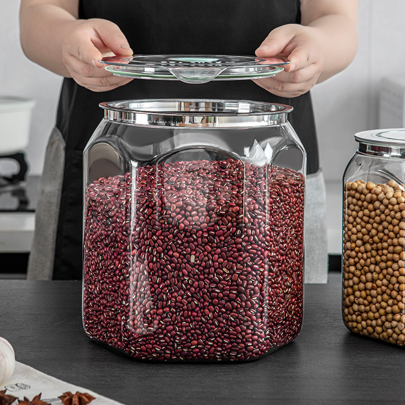 密封缶スナック乾物茶保存缶穀物キッチン収納食品グレードの透明プラスチック缶ボックス|undefined