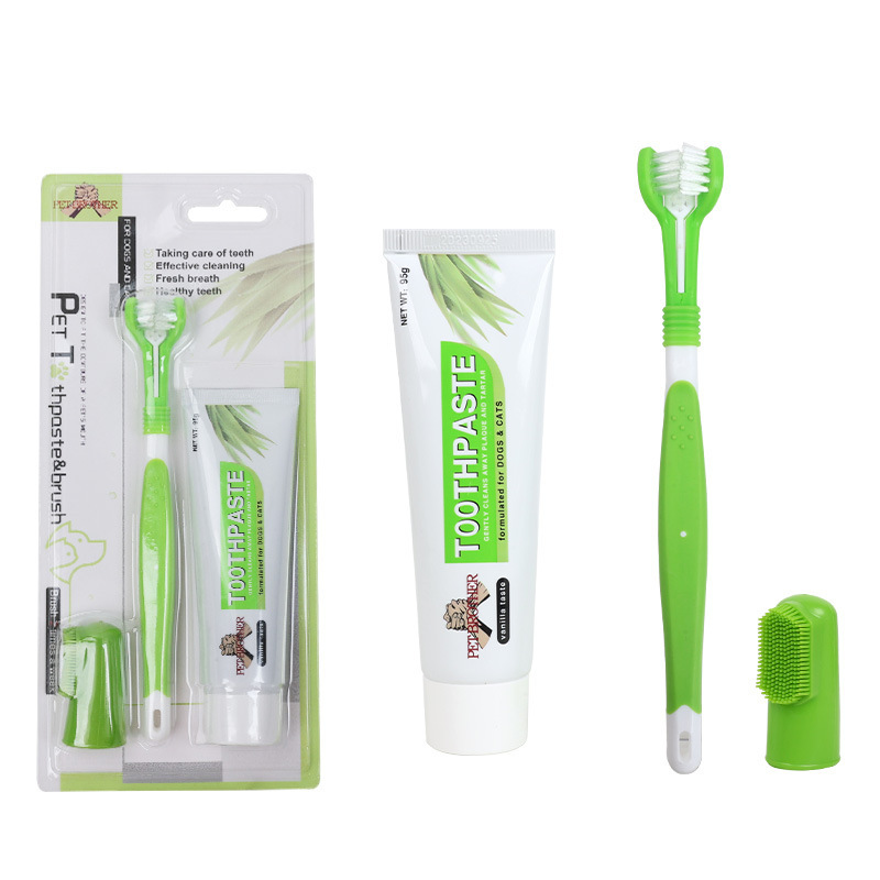 Set de pasta de dientes para mascotas, set de pasta de dientes para mascotas, cuidado de limpieza oral para perros, set de productos para mascotas, cepillo de dientes