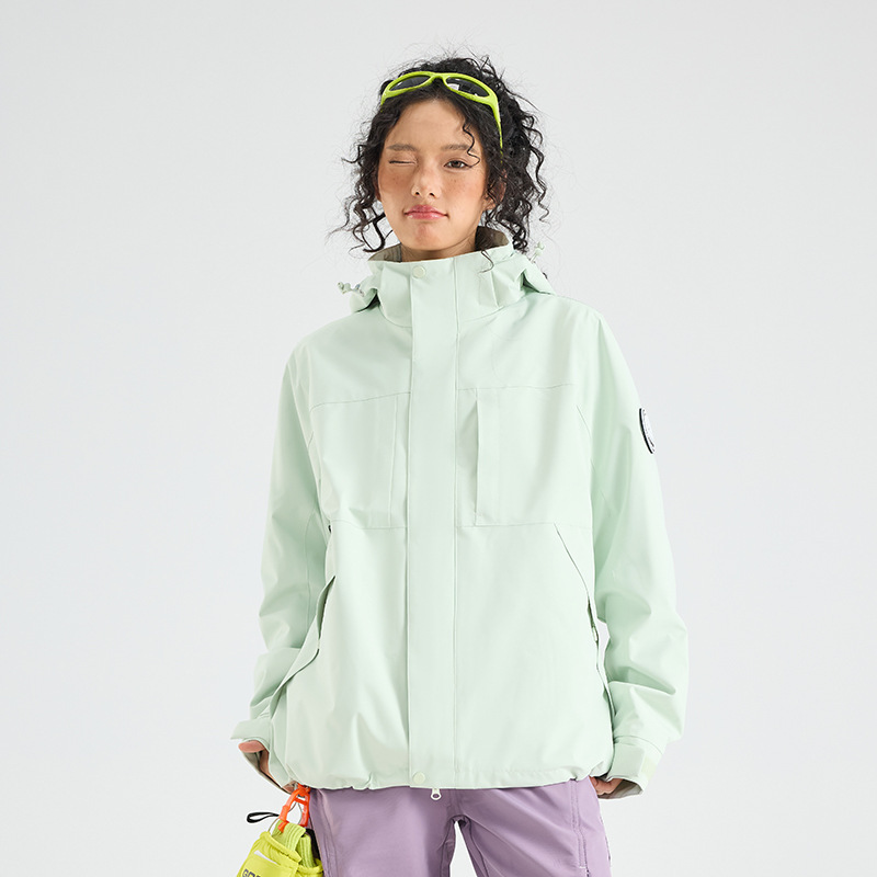 OOTD户外骆陀同款冲锋衣女登山服抓绒内胆防风防水三合一外套潮牌|undefined