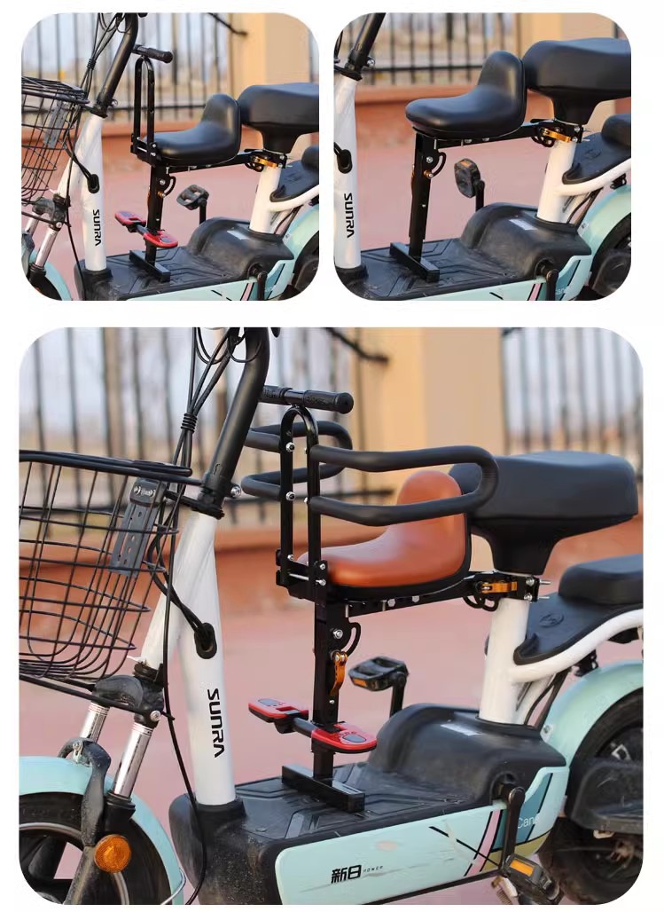 Battery car front child seat kids baby electric scooter seat front foldable quick release
