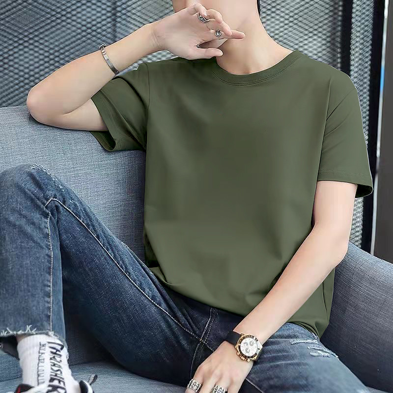 Camiseta de manga corta para hombre, nueva, estilo otoñal, ajustada, moderna, estampada, fina, con cuello redondo, estilo informal, suministro de vendedores ambulantes, atractiva.