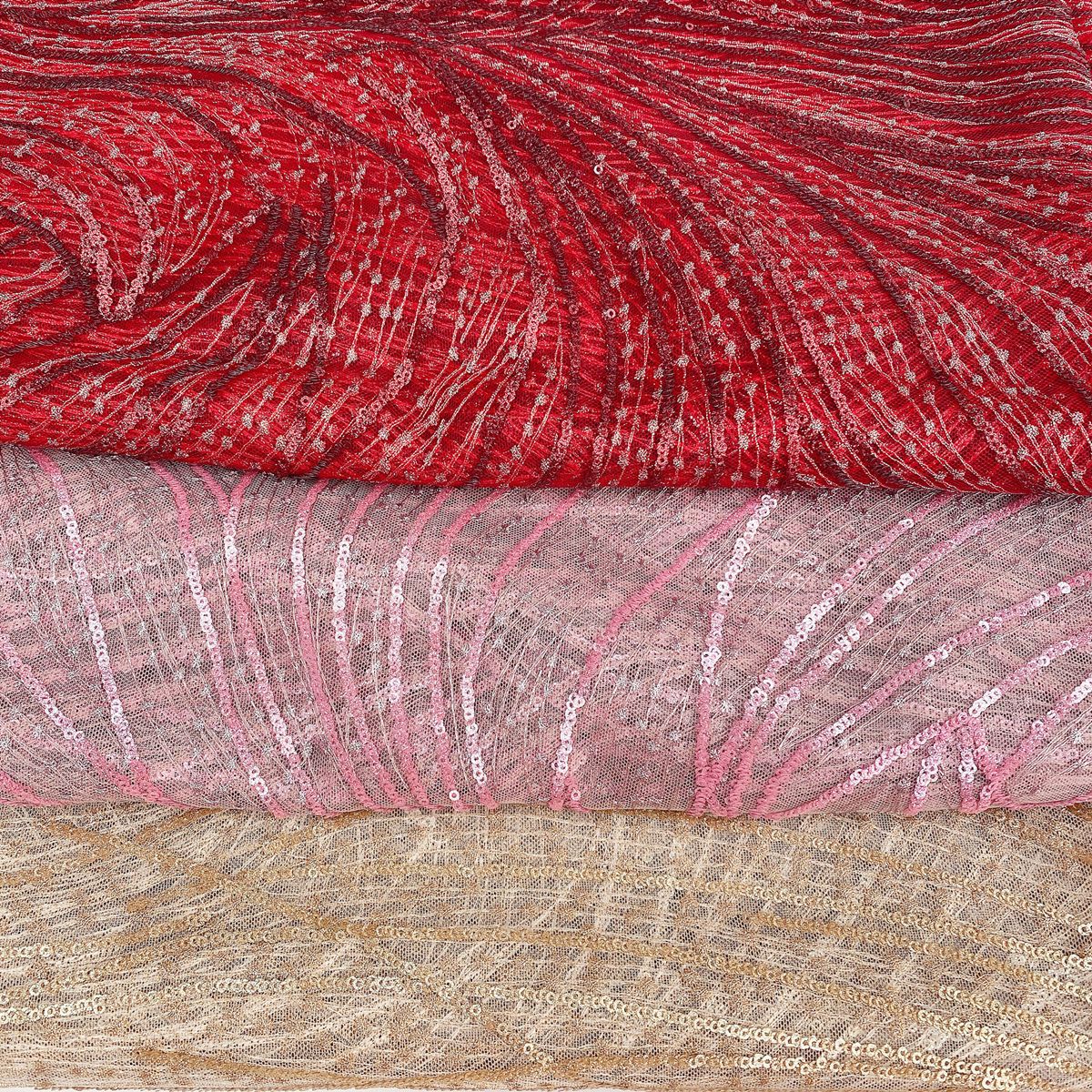 酒红色粉红色金色一码起拍 刺绣亮片洒金面料 婚纱内衬晚礼服面料