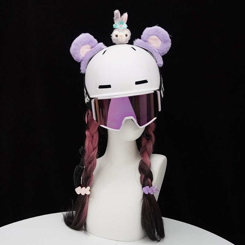 Cute Bear Ears Star Dew Doll Skating Helmet Accessories Battery Car Helmet Decoration Ski Helmet Set