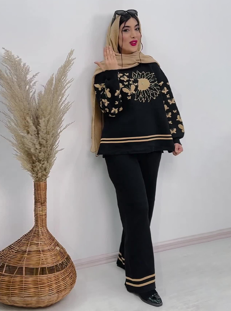 Women's Knitted Two Piece Suit Baseball Style Casual Set_voghion.com