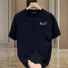 Summer New Arrival Men's Heavyweight American Style Trendy Couple's Half-Sleeve Top Loose Casual Crew Neck Base Shirt