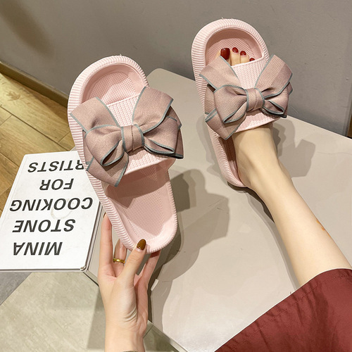 Thick-soled sandals for women in summer, ins trend, cute, fashionable, non-slip, big bow, outer wear, home use, indoor use