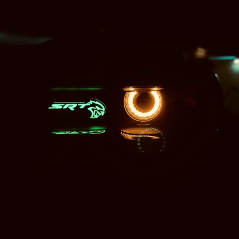 Cross-Border Luminous Car Logo Srt Car Luminous Emblem Hellcat Bluetooth Rgb Car Grille Luminous Logo