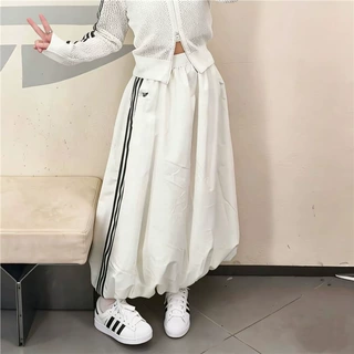 跨境宋雨琦同款条纹三叶草蓬松花苞裙夏季刺绣运动显瘦百搭半身裙