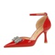 8323-K51 Fashionable Banquet Thin Heels Hollow High Heels Shallow Mouth Pointed Water Diamond Knot Strap Single Shoes