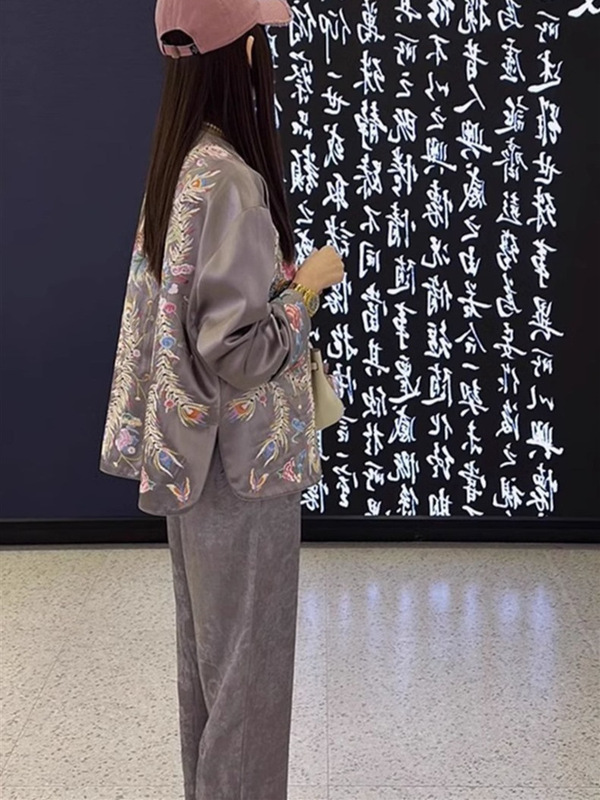 新款轻奢高级感时尚穿搭新中式国风女装刺绣上衣裤子两件套装大码|undefined