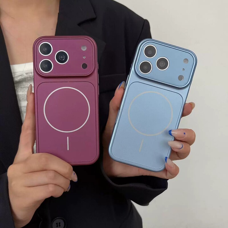 Suitable for Iphone18Promax Mobile Phone Case, Electroplated Magnetic Suction, Apple 17 Frosted Glass Large Window Protective Case