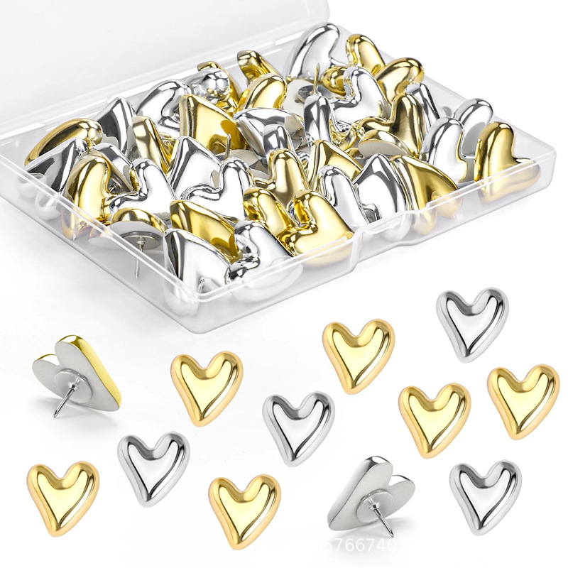 Pinchetas de amor de galvanoplastia creativa transfronteriza lindo tablero de mensajes de clavos de pulgar tachuelas decorativas Polaroid al por mayor