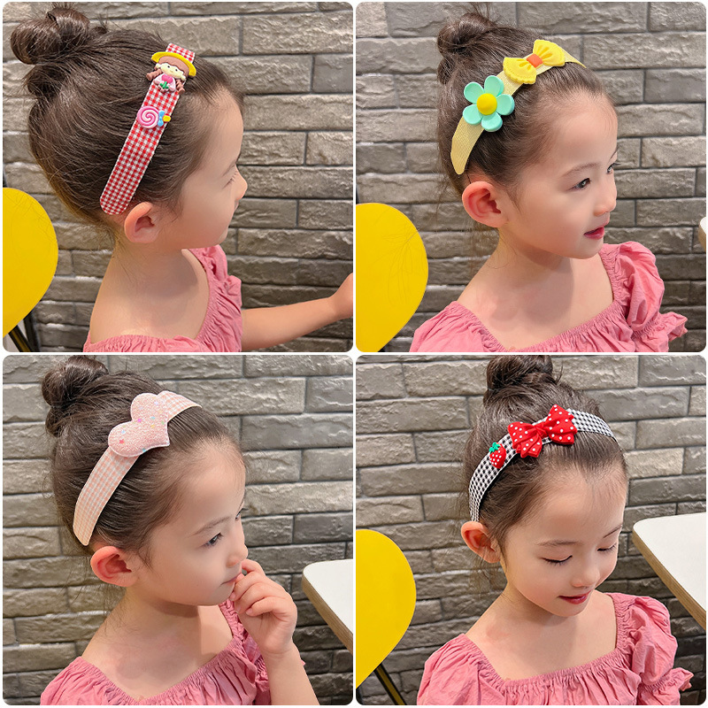 Children's Velcro Hairband Summer Girl Cartoon Fringe Patch Frizzy Hair Magic Tool Baby Hairband Bowknot Hair Accessory 