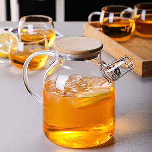 Cold Water Kettle Cold Water Kettle High Temperature Resistant Household Large Capacity Teapot Cold Water Cup Refrigerator Cold Extract Glass Water Kettle suit