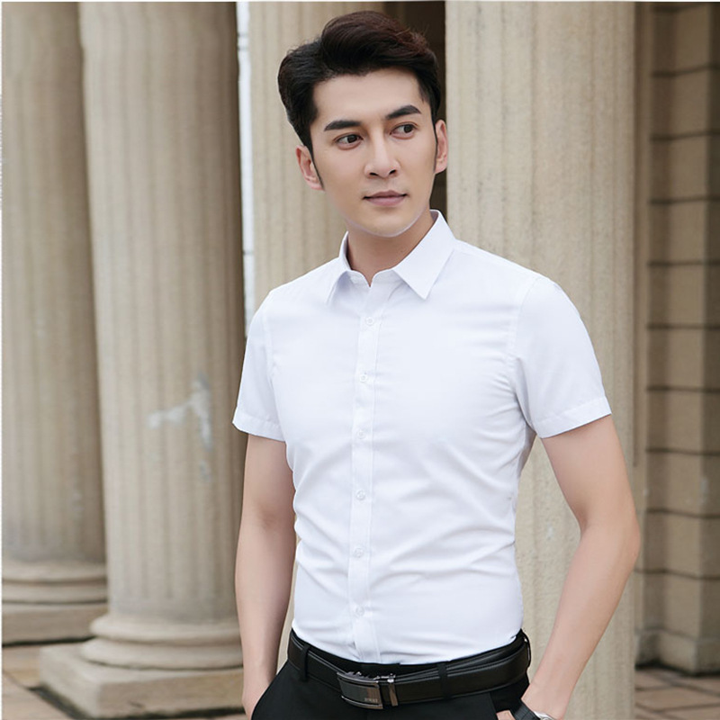 Professional Men's Shirt New Men's Short Sleeve Shirt White Business Men's Shirt Factory Blank Advertising Wholesale