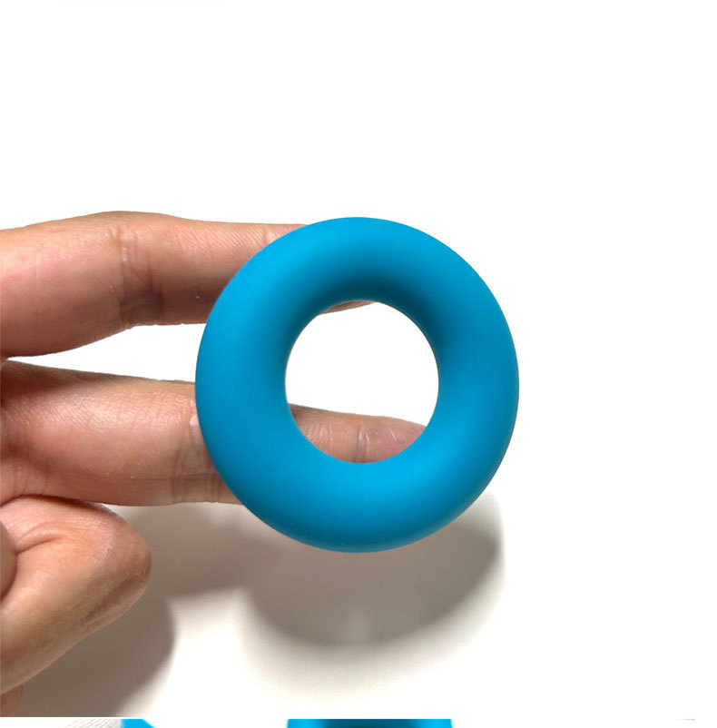 Liquid Silicone Locking Delay Ring, Manual Cock and Ball Ring, Blue Textured Design — detail image 6