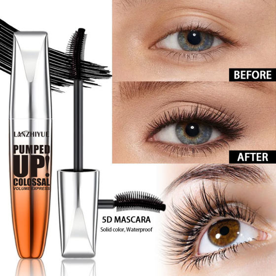Cross-border explosions makeup mascara thick long curly 5D waterproof liquid fiber mascara
