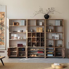 博古架实木中式多宝阁茶柜置物架榆木隔断摆件办公室茶叶柜展示柜