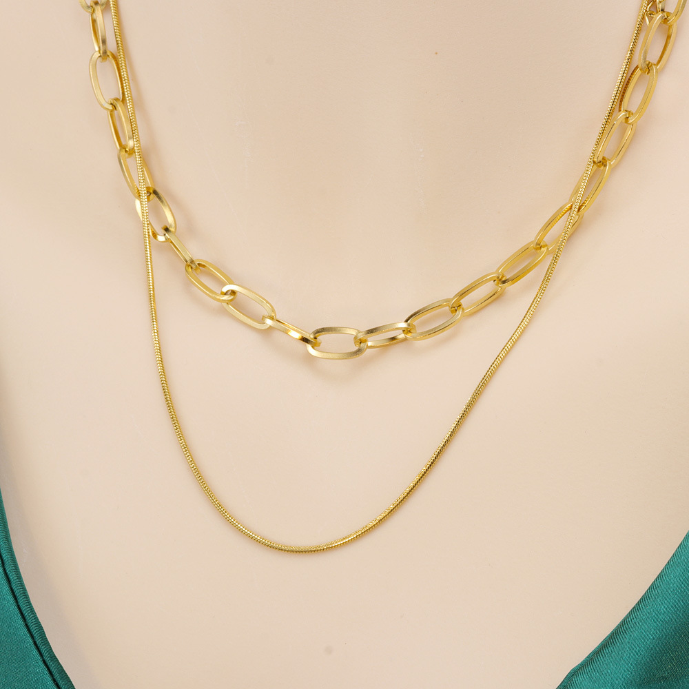 Fashion Geometric Titanium Steel Plating Layered Necklaces 1 Piece